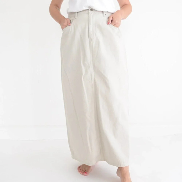 Sonoma Beige 100% Cotton Maxi Skirt Size 12 - Picture 2 of 13